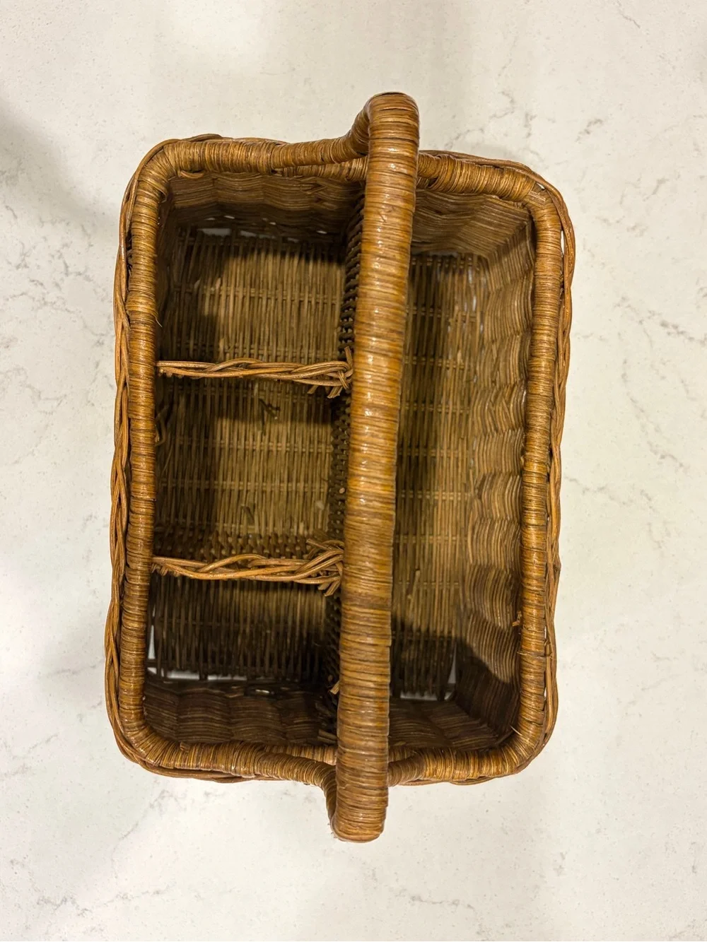 Wicker Divided Serving Basket or Utensil Caddy